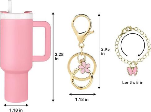 8Pack Mini Tumbler Keychain Accessories for Stanley Cup, 2 Way Cute Charms Chapstick Lip Balm Holder for Women Purse Handbag in Saudi Arabia