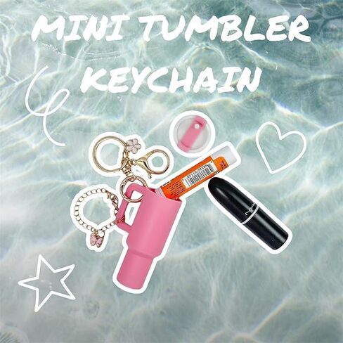 8Pack Mini Tumbler Keychain Accessories for Stanley Cup, 2 Way Cute Charms Chapstick Lip Balm Holder for Women Purse Handbag in Saudi Arabia