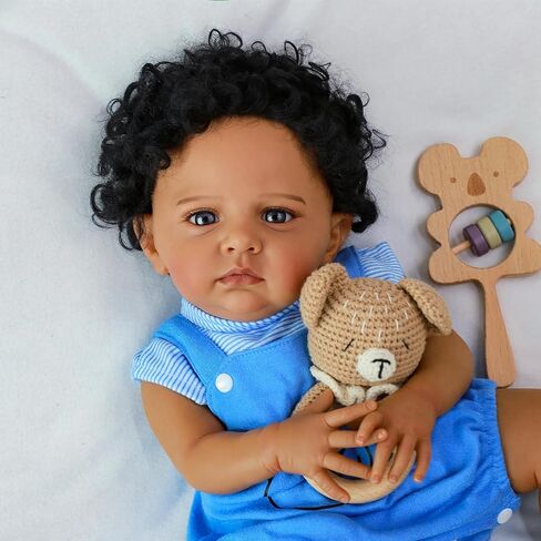 SCOM Reborn Baby Dolls Black Boy - 22 Inch Realistic Newborn Baby Dolls Lifelike Baby Dolls African American Real Life Baby Dolls Gift for Kids Age 3 in Saudi Arabia