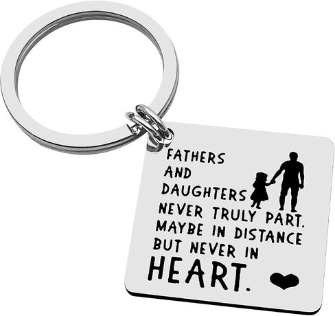 Father Daughter Keychain Daddy Father’s Day Christmas Birthday Valentine Day Wedding Gifts from Daughter to Dad Papa Stepdad Men Him Present Fathers and Daughters Never Truly Part Jewelry in Kuwait