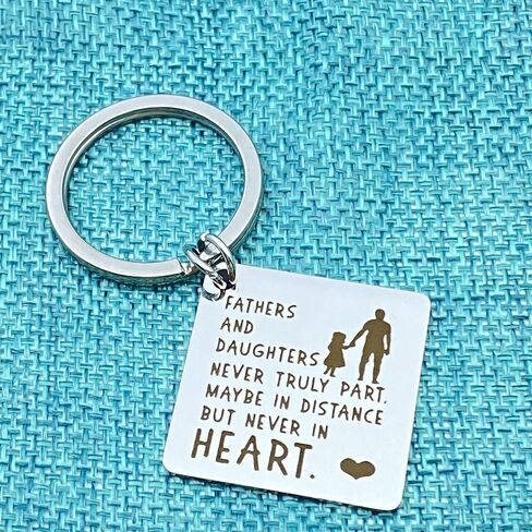 Father Daughter Keychain Daddy Father’s Day Christmas Birthday Valentine Day Wedding Gifts from Daughter to Dad Papa Stepdad Men Him Present Fathers and Daughters Never Truly Part Jewelry in Kuwait