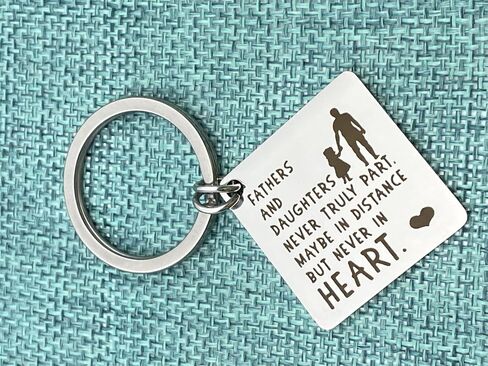 Father Daughter Keychain Daddy Father’s Day Christmas Birthday Valentine Day Wedding Gifts from Daughter to Dad Papa Stepdad Men Him Present Fathers and Daughters Never Truly Part Jewelry in Kuwait