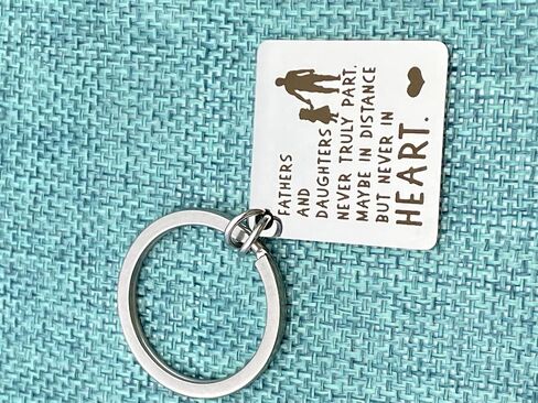 Father Daughter Keychain Daddy Father’s Day Christmas Birthday Valentine Day Wedding Gifts from Daughter to Dad Papa Stepdad Men Him Present Fathers and Daughters Never Truly Part Jewelry in Kuwait
