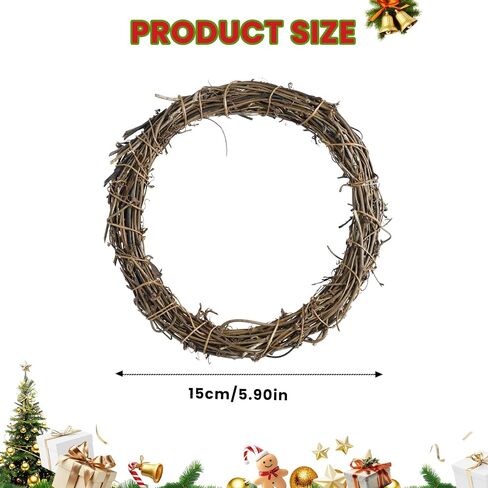 6 Pcs 6 Inch Natural Grapevine Wreaths, Hand-Woven Vine Branch Wreath, Rattan Wreath for DIY Crafts, Christmas Decorations, Home & Event Styling Party Decor in Saudi Arabia