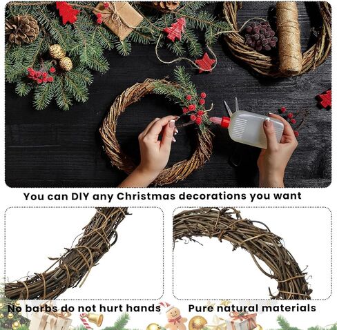 6 Pcs 6 Inch Natural Grapevine Wreaths, Hand-Woven Vine Branch Wreath, Rattan Wreath for DIY Crafts, Christmas Decorations, Home & Event Styling Party Decor in Saudi Arabia