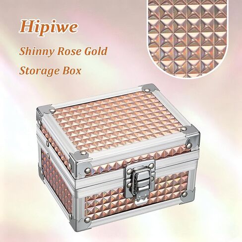 صندوق مجوهرات Hipiwe مكون من طبقتين مع مرآة وصينية مجوهرات من الألومنيوم صندوق تخزين المجوهرات منظم حلية للقلادة والأقراط والخواتم وإكسسوارات الشعر هدية للنساء، ذهبي وردي 4.7 بوصة × 3.7 بوصة × 3.1 بوصة in Kuwait