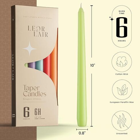الشموع المستدقة الربيعية من Leor & Lair - 6 عبوات - 10 بوصات شموع زنبركية مزخرفة مع وقت حرق 6 ساعات - شموع عيد الفصح لديكور عيد الفصح، والصيف، وحفلات أعياد الميلاد والاحتفالات in Kuwait