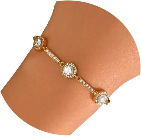 18K Gold Plated Halo Tennis Bracelet for Women, Sparkling Cut Cubic Zirconia Chain Bracelet, Square Round Heart Diamond CZ Jewelry Gift in Saudi Arabia