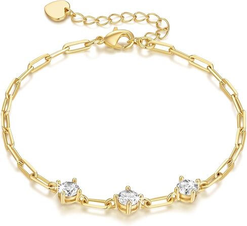Gold Bracelet 14K Gold Bracelets for Women Gold Paperclip Bracelet for Women Sleek Paperclip Chain with Cubic Zirconia Bracelets for Womens in Saudi Arabia