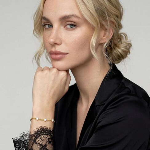 Gold Bracelet 14K Gold Bracelets for Women Gold Paperclip Bracelet for Women Sleek Paperclip Chain with Cubic Zirconia Bracelets for Womens in Saudi Arabia