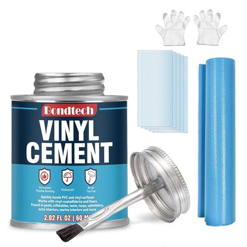 Vinyl Cement, Vinyl Glue Ultra Strong, Waterproof PVC Cement, Pool Liner Patch Kit, Flexible Bond for Inflatables, PVC, Vinyl, Pool Liners, Tarps, Hot Tubs, Air Mattresses (4.4 oz.) in Kuwait
