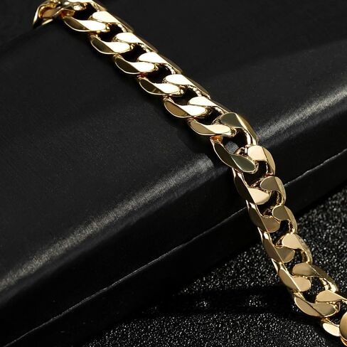 THE BLING KING New 9mm Gold-Plated Bonded Cuban Curb Bracelet – 8 Inch – Durable & Stylish – Lightweight 21g – Classic Unisex Jewellery for Everyday Wear, One Size, Brass, No Gemstone in Saudi Arabia