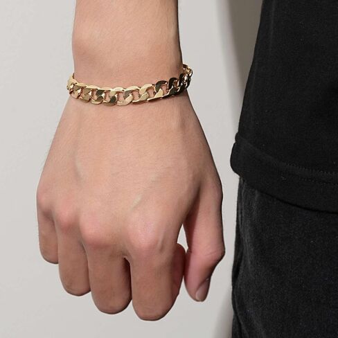 THE BLING KING New 9mm Gold-Plated Bonded Cuban Curb Bracelet – 8 Inch – Durable & Stylish – Lightweight 21g – Classic Unisex Jewellery for Everyday Wear, One Size, Brass, No Gemstone in Saudi Arabia