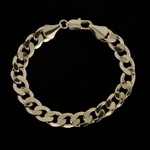 THE BLING KING New 9mm Gold-Plated Bonded Cuban Curb Bracelet – 8 Inch – Durable & Stylish – Lightweight 21g – Classic Unisex Jewellery for Everyday Wear, One Size, Brass, No Gemstone in Saudi Arabia