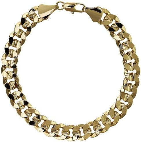 THE BLING KING New 9mm Gold-Plated Bonded Cuban Curb Bracelet – 8 Inch – Durable & Stylish – Lightweight 21g – Classic Unisex Jewellery for Everyday Wear, One Size, Brass, No Gemstone in Saudi Arabia