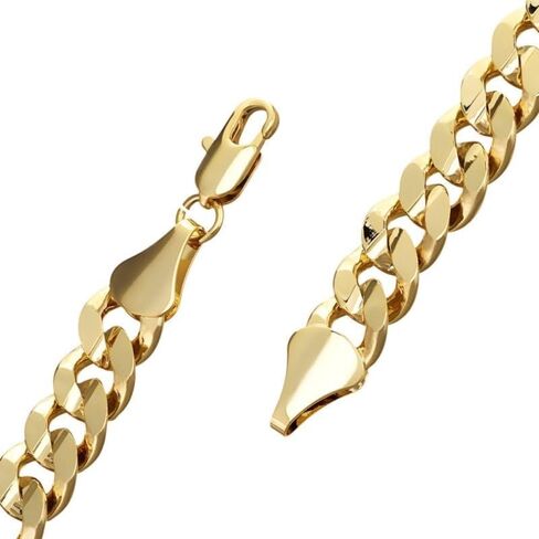 THE BLING KING New 9mm Gold-Plated Bonded Cuban Curb Bracelet – 8 Inch – Durable & Stylish – Lightweight 21g – Classic Unisex Jewellery for Everyday Wear, One Size, Brass, No Gemstone in Saudi Arabia