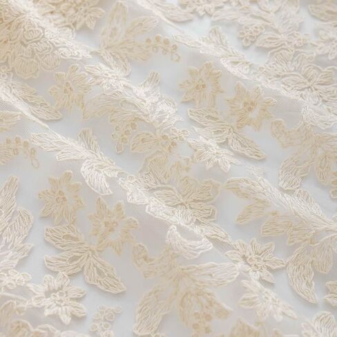 1 Panel Beige 3 Layer Doorway Ruffled Lace Sheer Crochet Curtains for Living Room Boho Light-Filtering Jacquard Tulle Drapes for Bedroom Floral Lace Curtains (Beige,W51 L47 inch) in Saudi Arabia