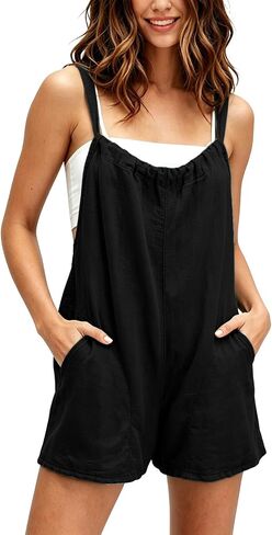 Women's Summer Casual Rompers Loose Sleeveless Spaghetti Strap Short Overalls with Pockets Tie Back Jumpsuits 2026 in Kuwait