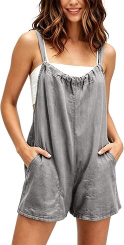 Women's Summer Casual Rompers Loose Sleeveless Spaghetti Strap Short Overalls with Pockets Tie Back Jumpsuits 2026 in Kuwait