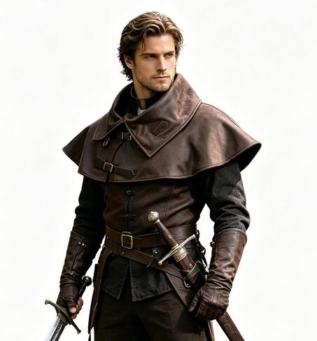 HiiFeuer Medieval Short Cloak Adjustable Shoulder Capelet, Renaissance Short Shawl Vintage Costume Cape for Ren Faire Cosplay in Kuwait