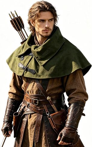 HiiFeuer Medieval Short Cloak Adjustable Shoulder Capelet, Renaissance Short Shawl Vintage Costume Cape for Ren Faire Cosplay in Kuwait