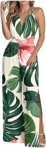 YMADREIG Jumpsuits for Women Dressy Casual One Piece Overalls Wrapped V Neck Sexy Rompers Halter Backless Wide Leg Jumpsuits in Saudi Arabia