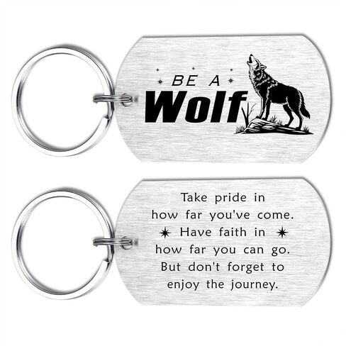 HYHYDHP Be A Wolf Keychain - Inspirational Wolf Gifts for Men Boys, Double Sided Stainless Steel Key Chain, Perfect for Son Brother Friend Graduation Birthday Gift in Saudi Arabia