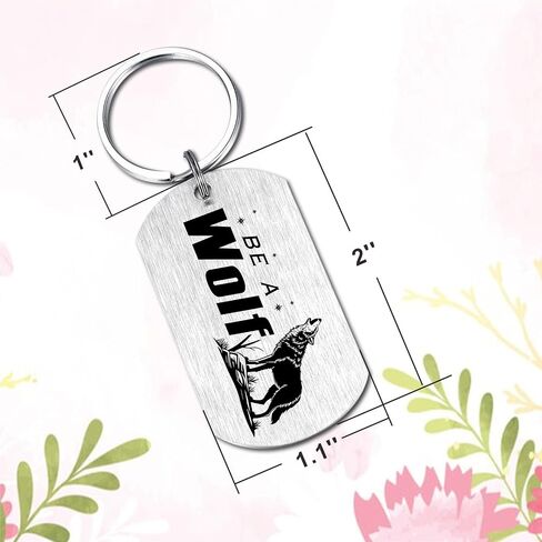 HYHYDHP Be A Wolf Keychain - Inspirational Wolf Gifts for Men Boys, Double Sided Stainless Steel Key Chain, Perfect for Son Brother Friend Graduation Birthday Gift in Saudi Arabia