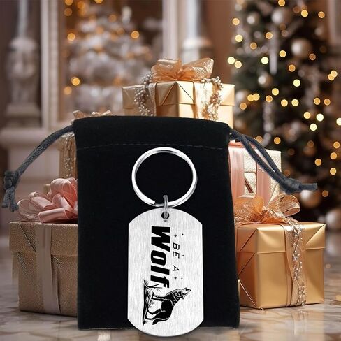 HYHYDHP Be A Wolf Keychain - Inspirational Wolf Gifts for Men Boys, Double Sided Stainless Steel Key Chain, Perfect for Son Brother Friend Graduation Birthday Gift in Saudi Arabia