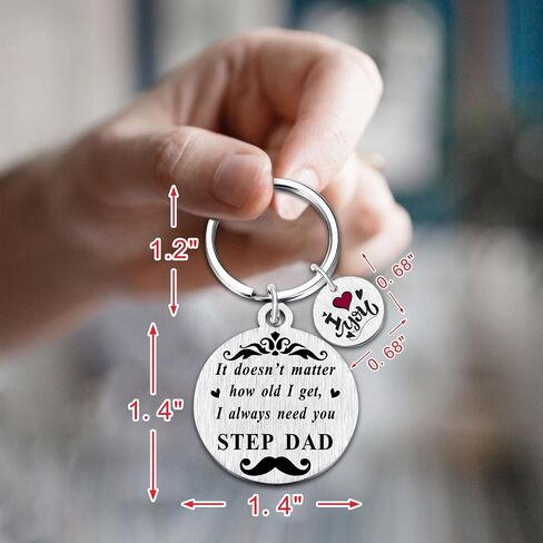 Yobent Step Dad Fathers Day Keychain Gifts، مكافأة أبي عيد ميلاد المفاتيح من Stepdaughter Stepson، أنا أحبك أفكار هدية زوج الأم، هدية خطوة أبي in Kuwait