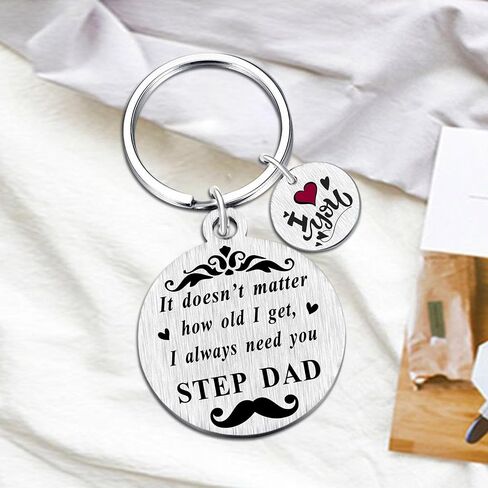 Yobent Step Dad Fathers Day Keychain Gifts، مكافأة أبي عيد ميلاد المفاتيح من Stepdaughter Stepson، أنا أحبك أفكار هدية زوج الأم، هدية خطوة أبي in Kuwait