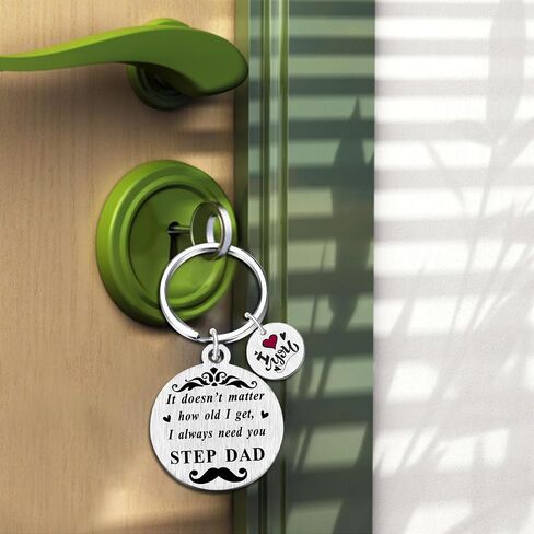 Yobent Step Dad Fathers Day Keychain Gifts، مكافأة أبي عيد ميلاد المفاتيح من Stepdaughter Stepson، أنا أحبك أفكار هدية زوج الأم، هدية خطوة أبي in Kuwait