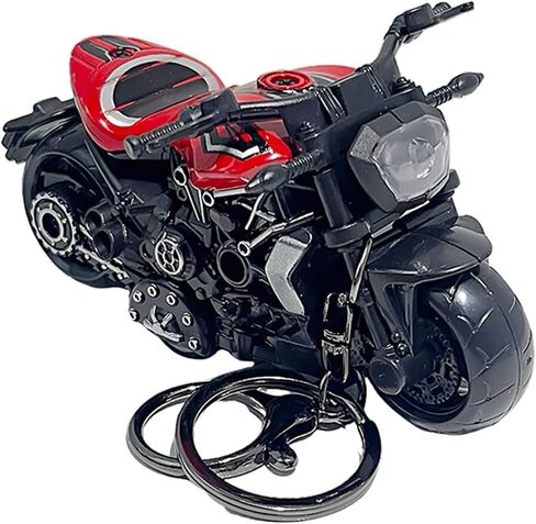 1 PCS Motorcycle Model Keychain, Die-Cast Metal Pendant, 2.6 x 4.13 inches, Red and Black in Saudi Arabia