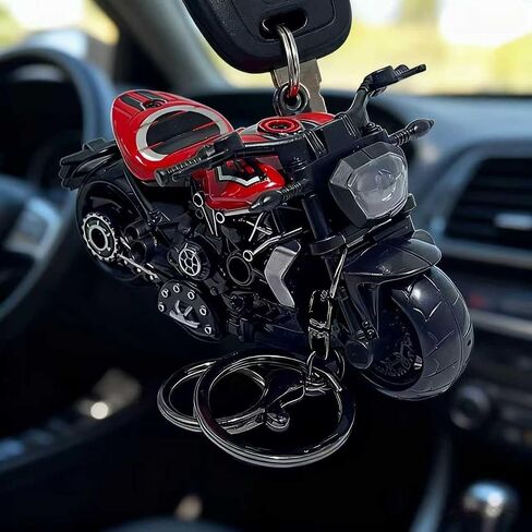 1 PCS Motorcycle Model Keychain, Die-Cast Metal Pendant, 2.6 x 4.13 inches, Red and Black in Saudi Arabia