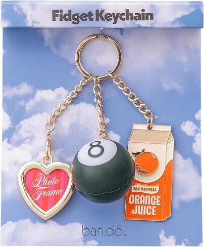 ban.do Trinket Keychain with Charms, Cute Gold Keychain with Charm, De-Stress Ball, and Frame, Orange Juice in Kuwait