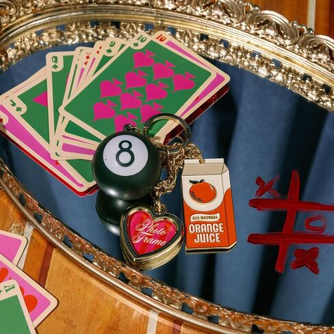 ban.do Trinket Keychain with Charms, Cute Gold Keychain with Charm, De-Stress Ball, and Frame, Orange Juice in Kuwait