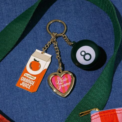 ban.do Trinket Keychain with Charms, Cute Gold Keychain with Charm, De-Stress Ball, and Frame, Orange Juice in Kuwait