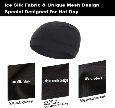 Mesh Dry-Fit Helmet Liner for Men Women,Cooling Skull Cap Moisture Wicking Breathable Summer Head Beanie 3black in Saudi Arabia
