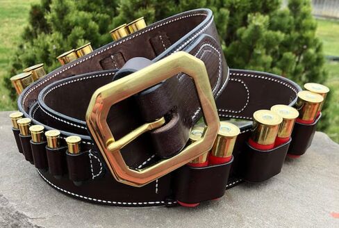 Western Leather Cartridge Holder for SASS Cowboy Shooting 2 Ply Ranger Style Brown Leather Belt in Saudi Arabia