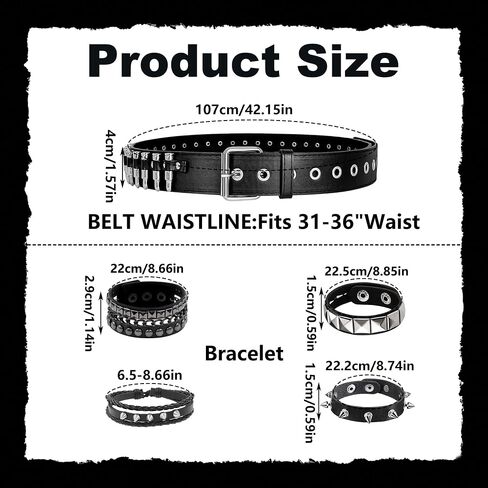 YMO Silver Bullet Belt, Spiked Bracelets Emo Belt Grunge Studded Bracelet Cuff Gothic Belts Goth Emo Bracelets Punk Accessories for Women Men in Saudi Arabia