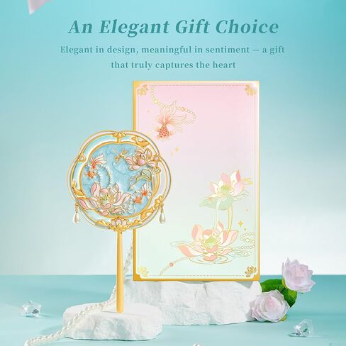 Hand Mirror,Vintage Handheld Mirror with Handle,Small Hand Held Mirror for Makeup Travel Party with Flower and Goldfish Design,Gift Hand Mirror for Women Girls Personal(Blue) in Saudi Arabia