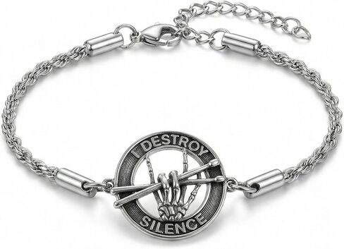 YAFEINI Drummer Gifts for Men Sterling Silver Drummer Bracelet Music Jewelry Gifts for Men Drummers in Kuwait