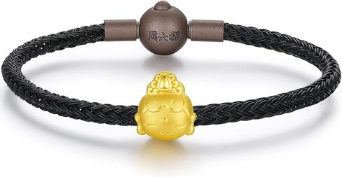 ZHOU LIU FU 24K Solid Gold Bracelet, Real Pure Gold Jewelry Charm Bracelet Tathagata Buddha Avalokitesvara Wealthy Blessing Chain for Women Men Girlfriend in Kuwait