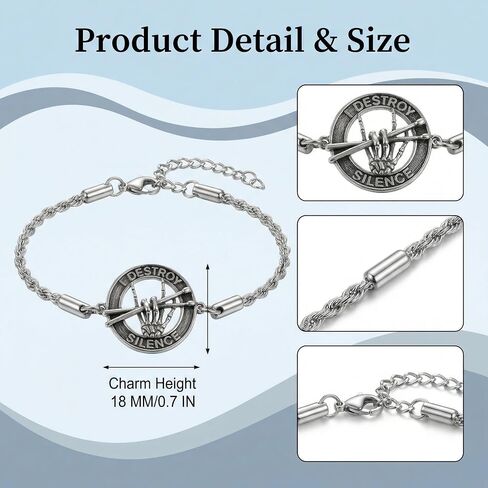 YAFEINI Drummer Gifts for Men Sterling Silver Drummer Bracelet Music Jewelry Gifts for Men Drummers in Kuwait