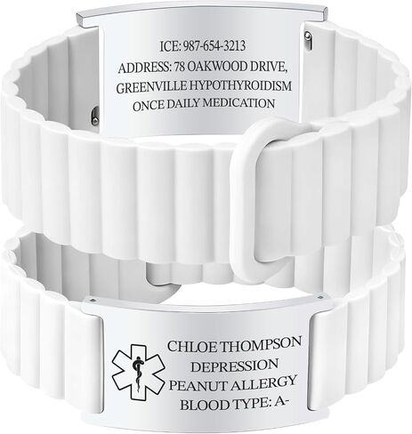 Custom Medical ID Bracelet Personalized Engraving, Adjustable Silicone Strap, Comfort Fit, Waterproof Sport Medical Alert Bracelet for Men & Women, Personalized Medic Gifts in Kuwait