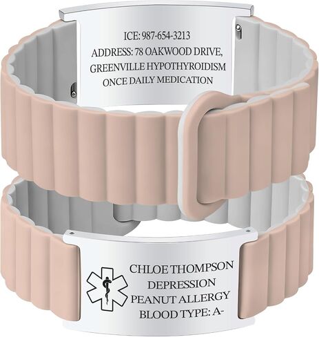 Custom Medical ID Bracelet Personalized Engraving, Adjustable Silicone Strap, Comfort Fit, Waterproof Sport Medical Alert Bracelet for Men & Women, Personalized Medic Gifts in Kuwait