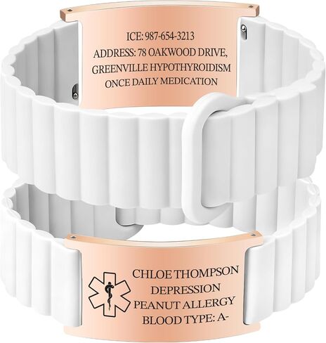 Custom Medical ID Bracelet Personalized Engraving, Adjustable Silicone Strap, Comfort Fit, Waterproof Sport Medical Alert Bracelet for Men & Women, Personalized Medic Gifts in Kuwait