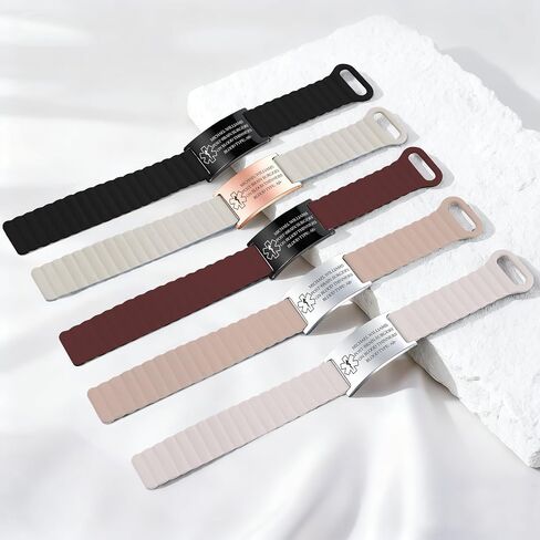 Custom Medical ID Bracelet Personalized Engraving, Adjustable Silicone Strap, Comfort Fit, Waterproof Sport Medical Alert Bracelet for Men & Women, Personalized Medic Gifts in Kuwait
