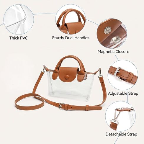 Clear Crossbody Bag Purse for Women Stadium Approved Transparent Handbag with Dual Handles for Sport Events Concert in Saudi Arabia
