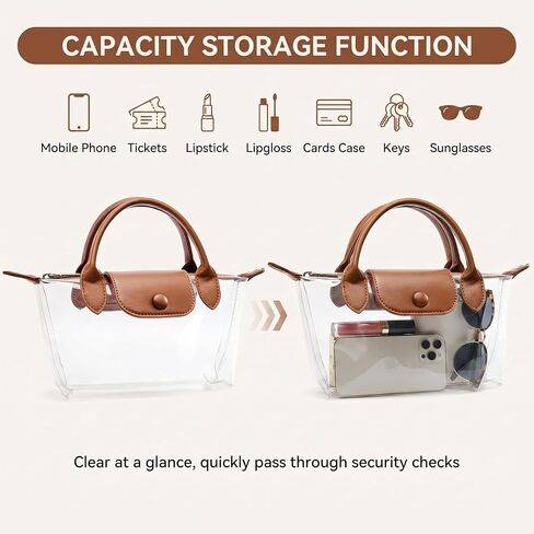 Clear Crossbody Bag Purse for Women Stadium Approved Transparent Handbag with Dual Handles for Sport Events Concert in Saudi Arabia